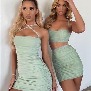 Oh Polly Criss Cross Ruched Mini Dress